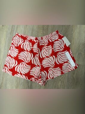 a new day Red Shorts with White Floral Swirl Print